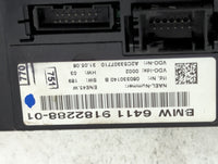 2007-2010 Bmw 328i Climate Control Module Temperature AC/Heater Replacement P/N:64119182288-01 A2C53307710 Fits OEM Used Aut