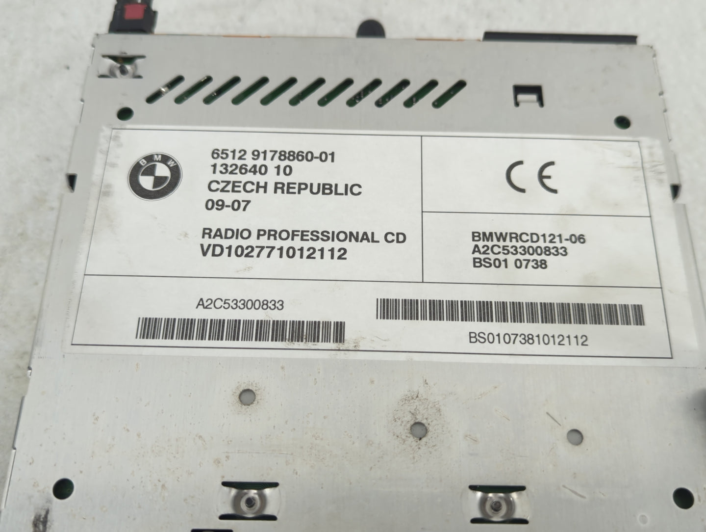 2008 Bmw 328xi Radio AM FM Cd Player Receiver Replacement P/N:9178860-01 65129178860, A2C53300833, BMWRCD121-06 Fits Fits 20