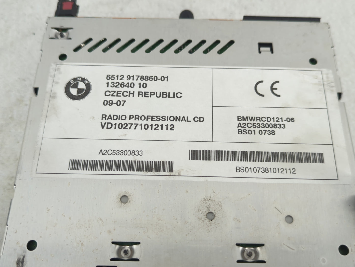 2008 Bmw 328xi Radio AM FM Cd Player Receiver Replacement P/N:9178860-01 65129178860, A2C53300833, BMWRCD121-06 Fits Fits 20