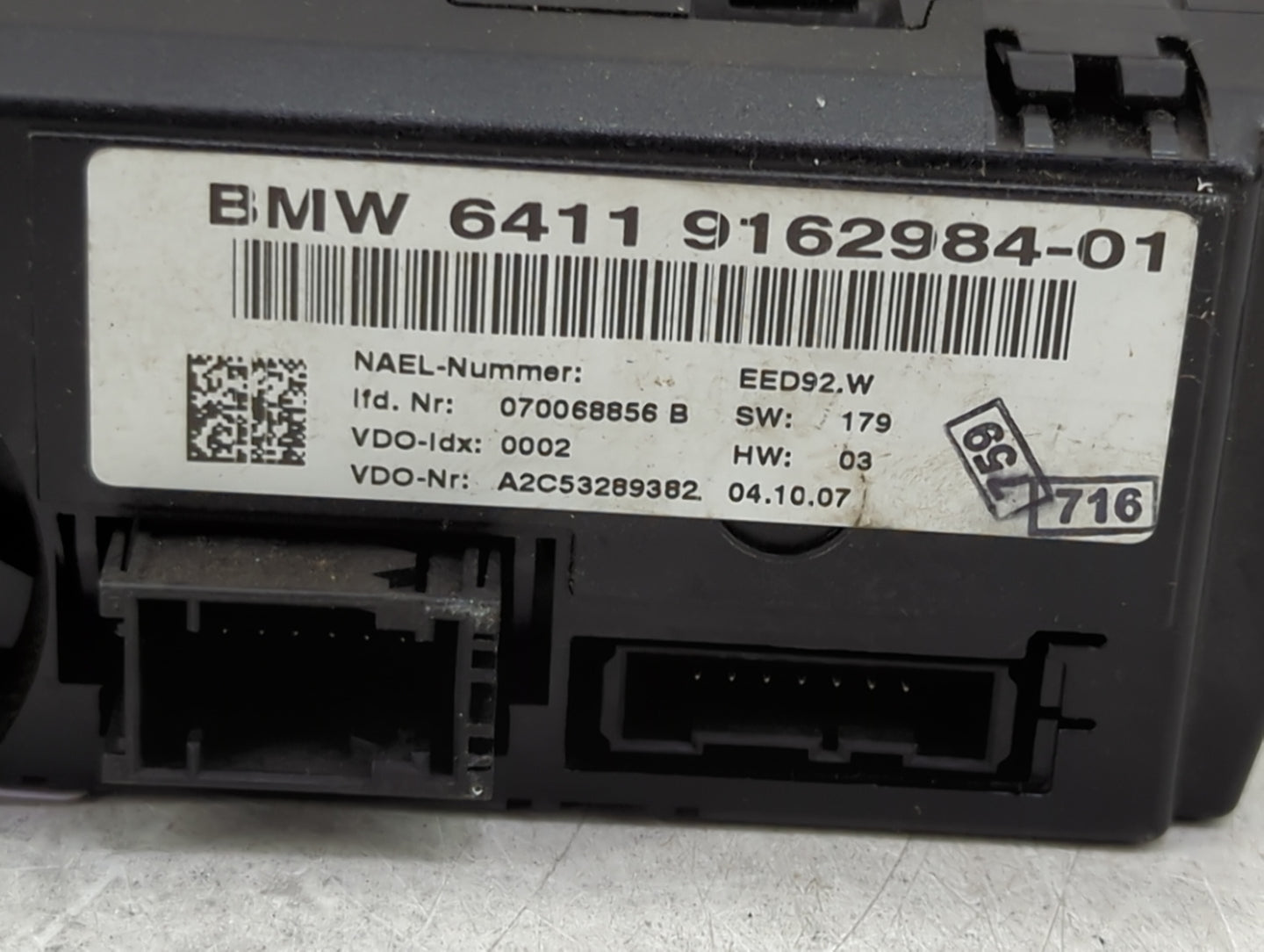 2007-2010 Bmw 328i Climate Control Module Temperature AC/Heater Replacement P/N:9162984-01 Fits Fits 2007 2008 2009 2010 OEM
