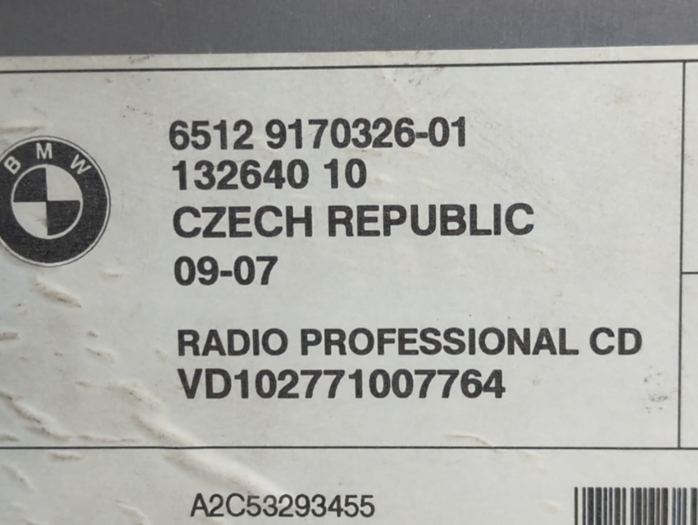 2007-2009 Bmw 335i Radio AM FM Cd Player Receiver Replacement P/N:132640 10 6512 9170326-01 Fits Fits 2006 2007 2008 2009 20