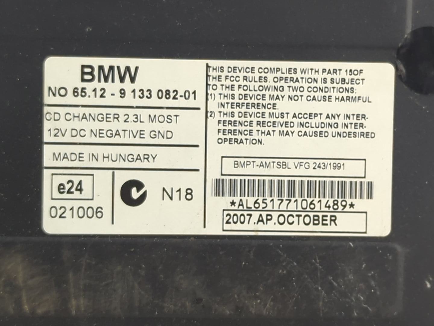 Bmw 750li Radio Cd Changer 65.12-9133082-01|8364931 - Oemusedautoparts1.com