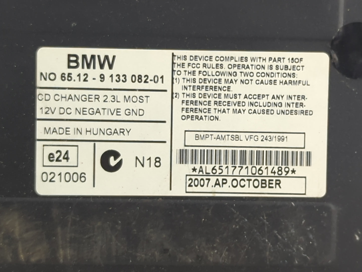 Bmw 750li Radio Cd Changer 65.12-9133082-01|8364931 - Oemusedautoparts1.com