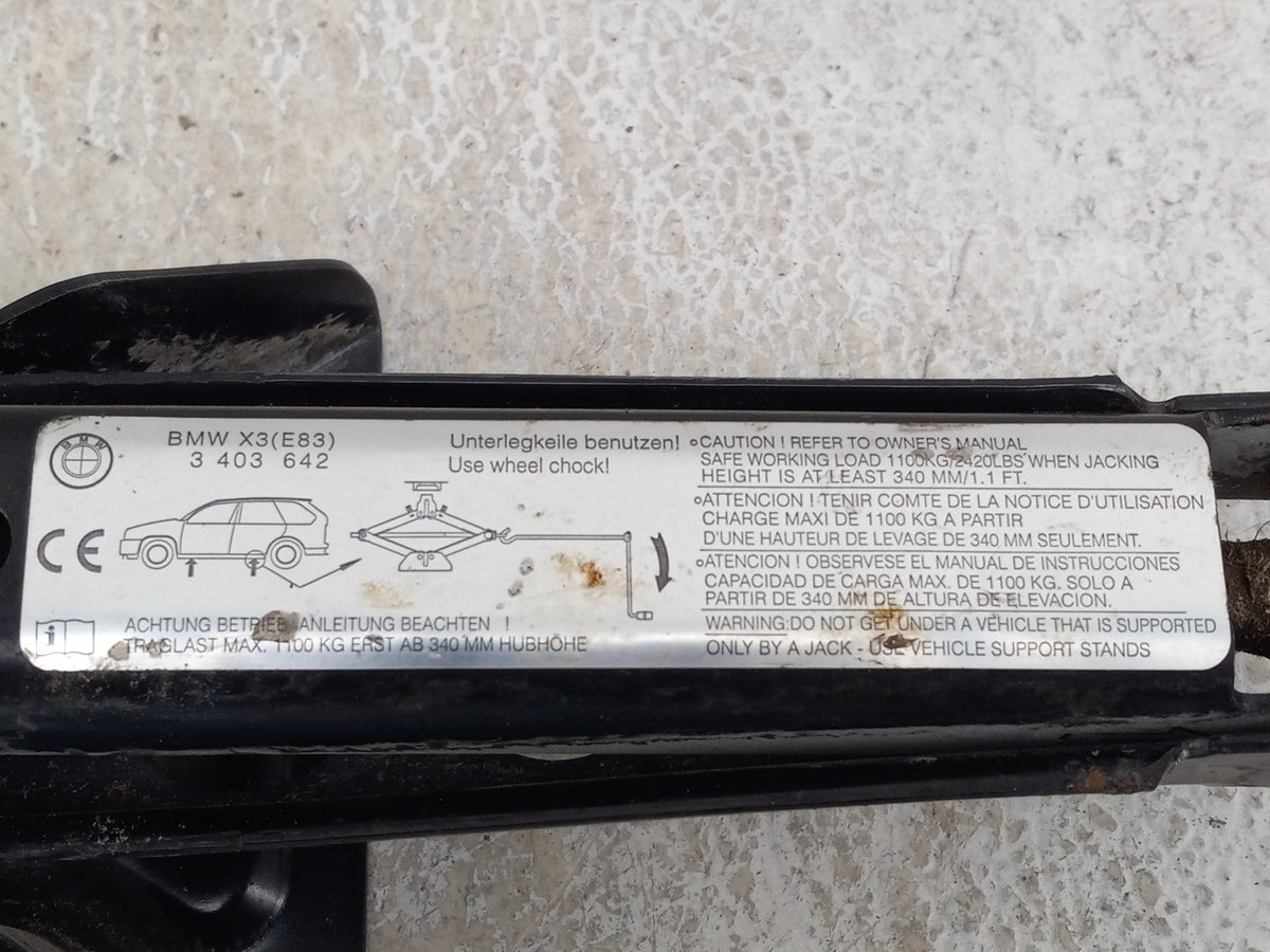 2008 Bmw X3 Spare Scissor Car Jack Black - Oemusedautoparts1.com