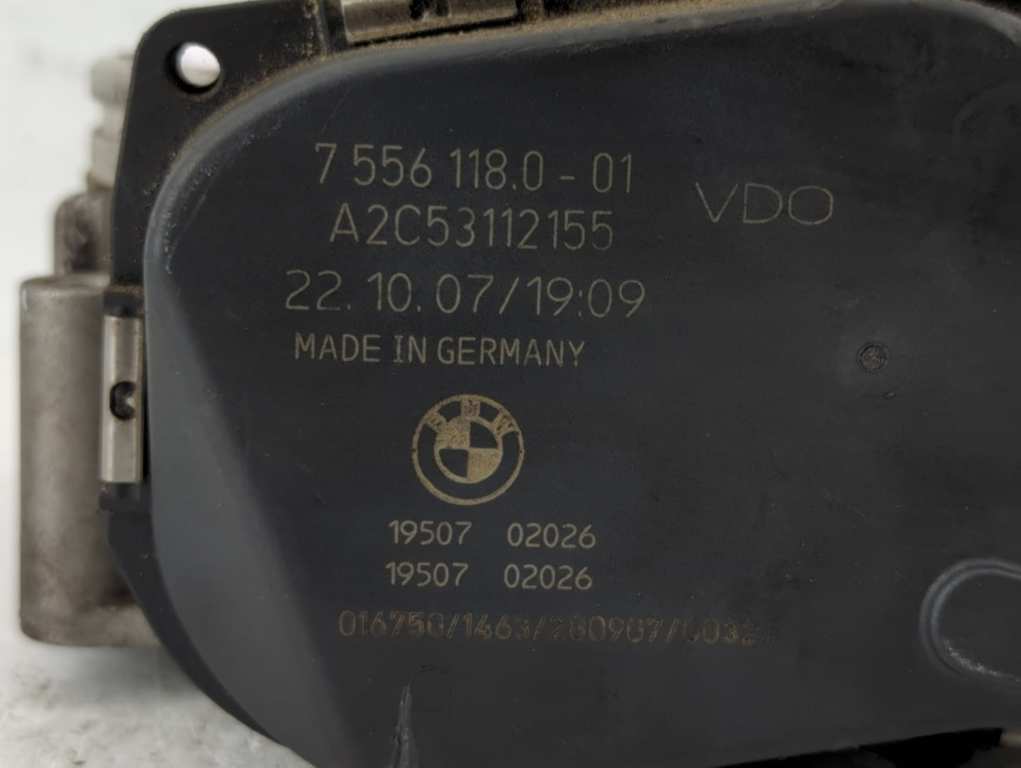 2007-2012 Bmw X3 Throttle Body P/N:A2C53112155 7556 118 Fits Fits 2007 2008 2009 2010 2011 2012 2013 OEM Used Auto Parts - O