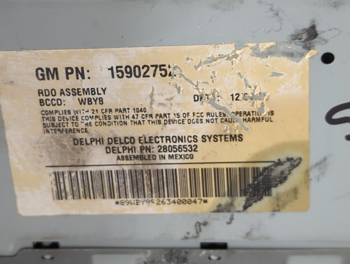 2007-2009 Buick Lacrosse Radio AM FM Cd Player Receiver Replacement P/N:15902752 28056532 Fits Fits 2007 2008 2009 OEM Used 
