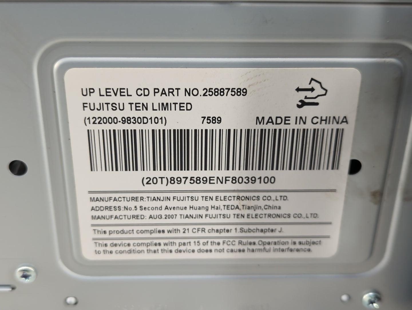 2008 Buick Lucerne Radio AM FM Cd Player Receiver Replacement P/N:25887589 Fits OEM Used Auto Parts - Oemusedautoparts1.com