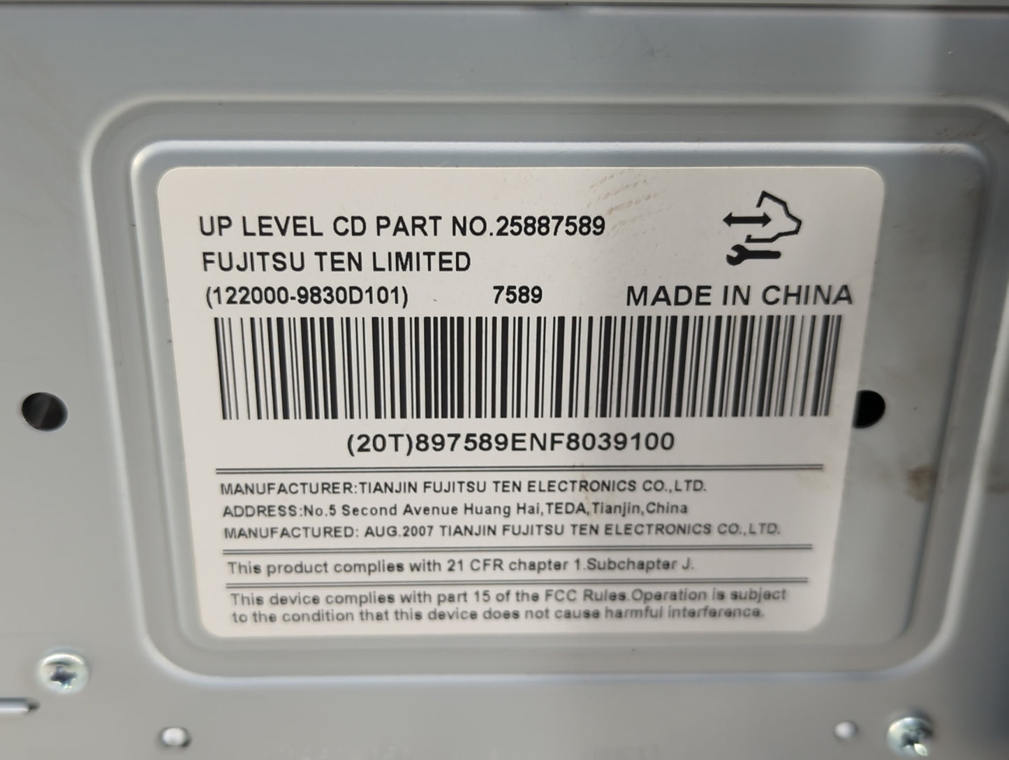 2008 Buick Lucerne Radio AM FM Cd Player Receiver Replacement P/N:25887589 Fits OEM Used Auto Parts - Oemusedautoparts1.com