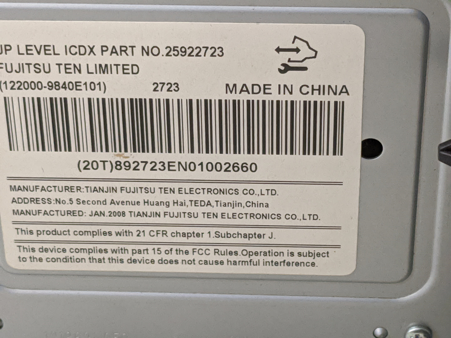 2008 Buick Lucerne Radio Cd Changer 25922723|122000-9840e101 - Oemusedautoparts1.com
