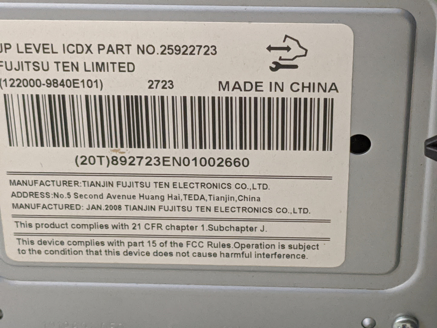 2008 Buick Lucerne Radio Cd Changer 25922723|122000-9840e101 - Oemusedautoparts1.com
