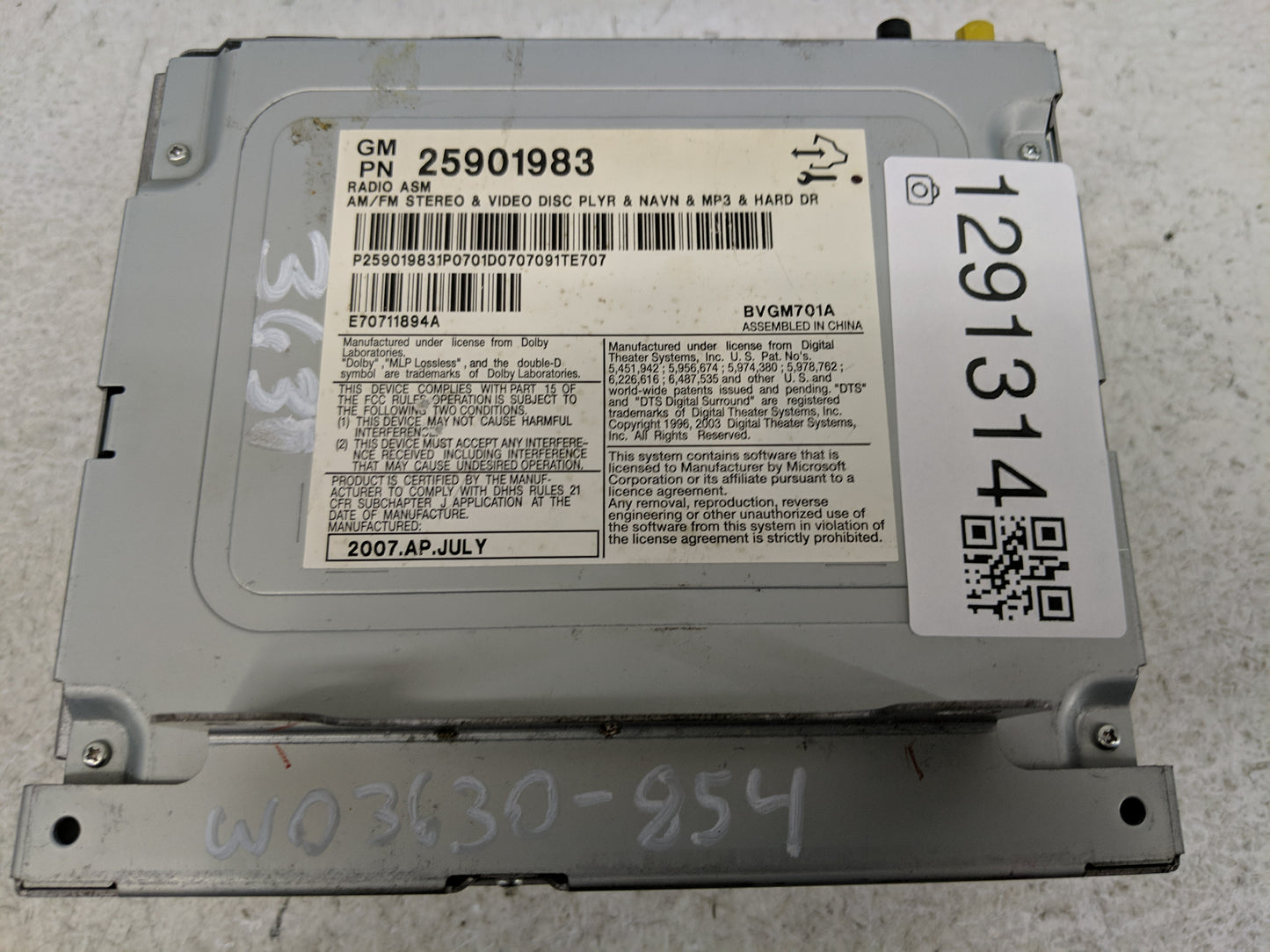 2008-2011 Cadillac Cts Radio AM FM Cd Player Receiver Replacement P/N:25901983 Fits Fits 2008 2009 2010 2011 OEM Used Auto P