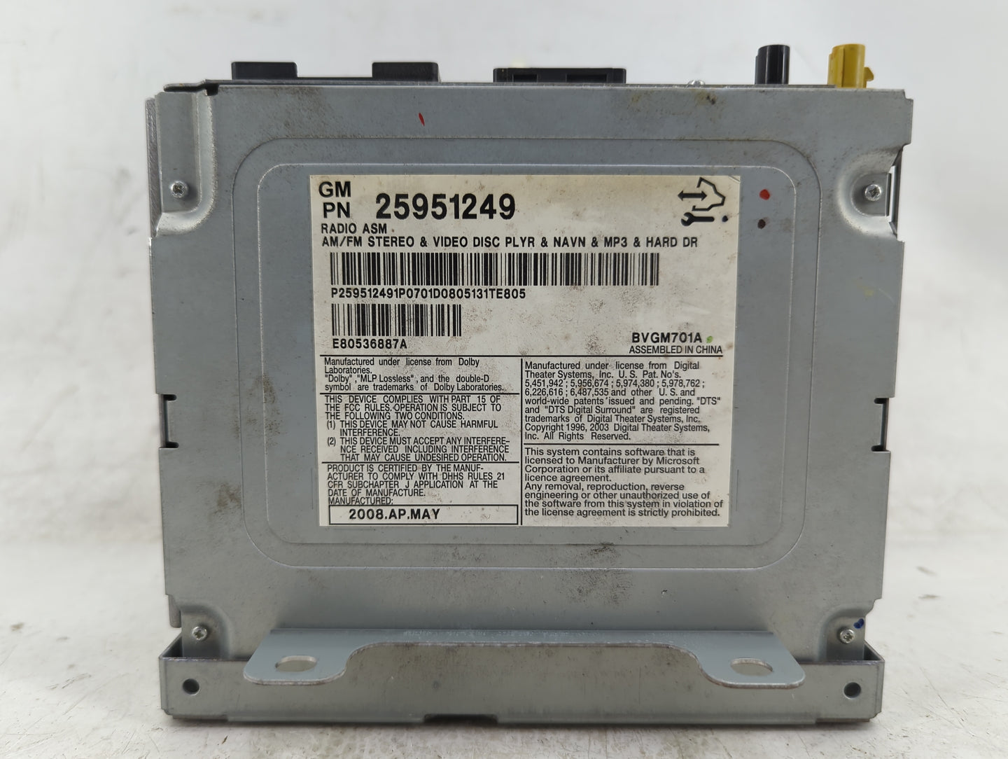 2008-2011 Cadillac Cts Radio AM FM Cd Player Receiver Replacement P/N:25951249 Fits Fits 2008 2009 2010 2011 OEM Used Auto P