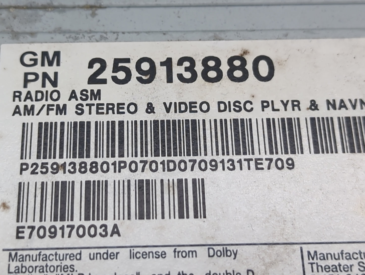 2008-2011 Cadillac Cts Radio AM FM Cd Player Receiver Replacement P/N:25913880 N325U0HDDV Fits Fits 2008 2009 2010 2011 OEM 