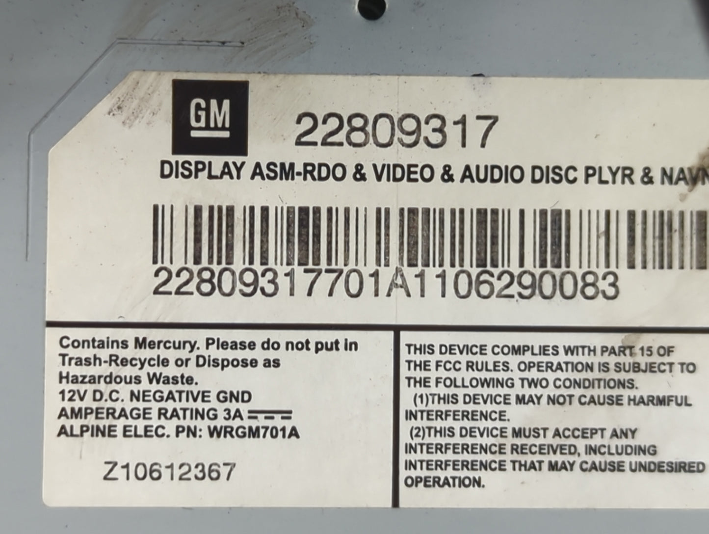 2008-2015 Cadillac Cts Information Display Screen - Oemusedautoparts1.com