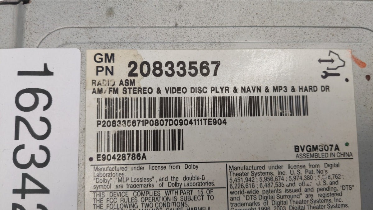 2008-2011 Cadillac Cts Radio AM FM Cd Player Receiver Replacement P/N:25951249 20833567 Fits 2008 2009 2010 2011 OEM Used Au