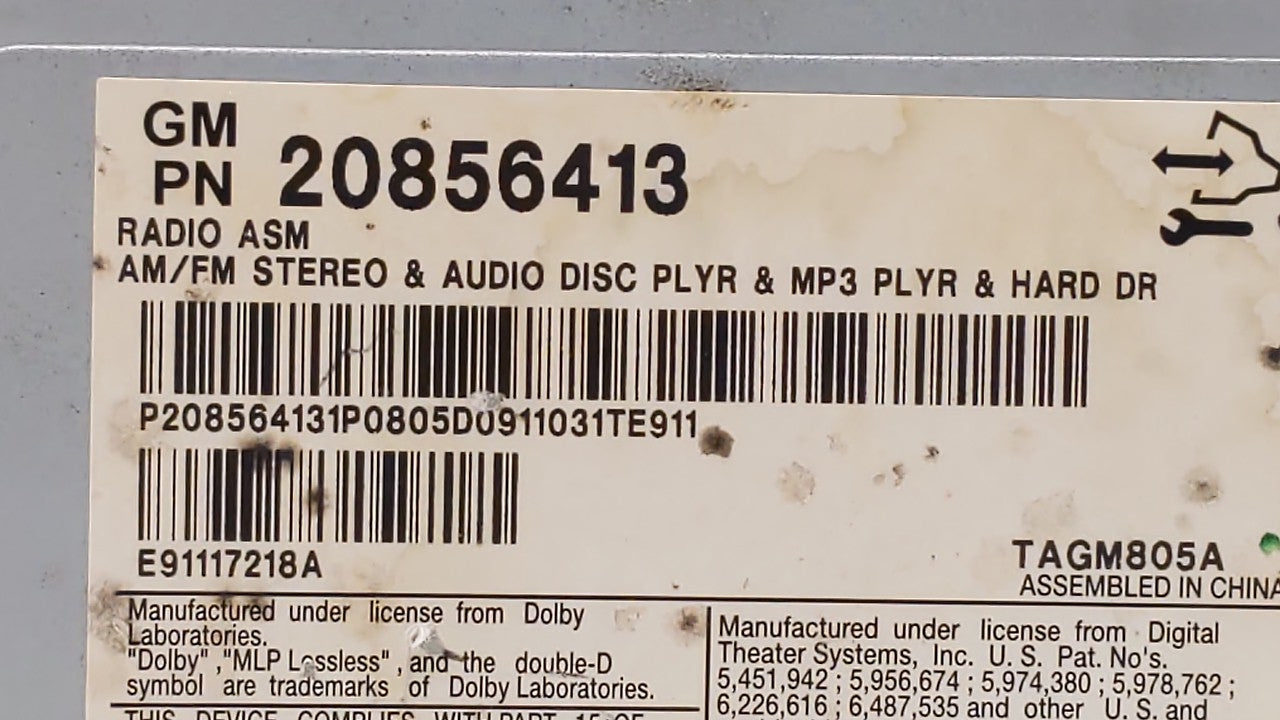 2008-2011 Cadillac Cts Am Fm Cd Player Radio Receiver - Oemusedautoparts1.com