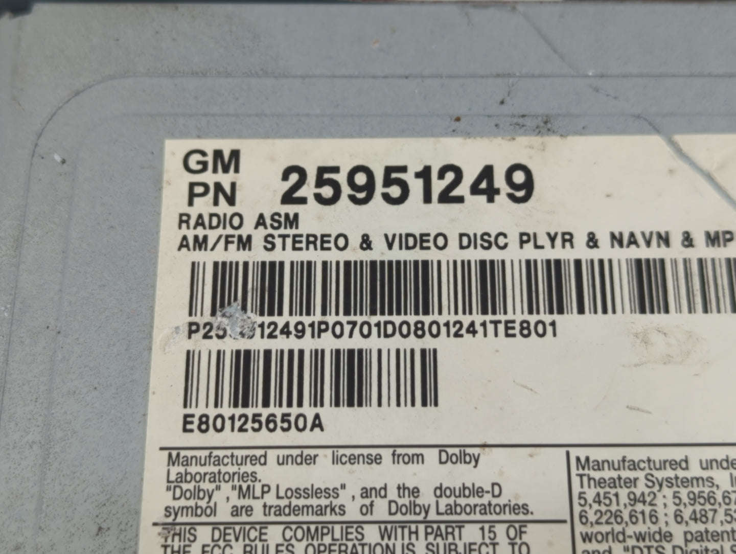 2008-2011 Cadillac Cts Am Fm Cd Player Radio Receiver - Oemusedautoparts1.com