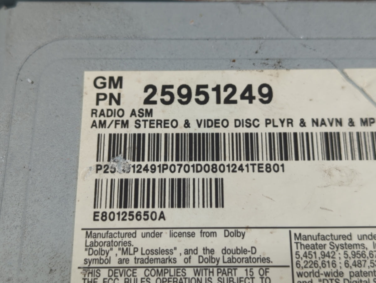 2008-2011 Cadillac Cts Am Fm Cd Player Radio Receiver 515869 - Oemusedautoparts1.com