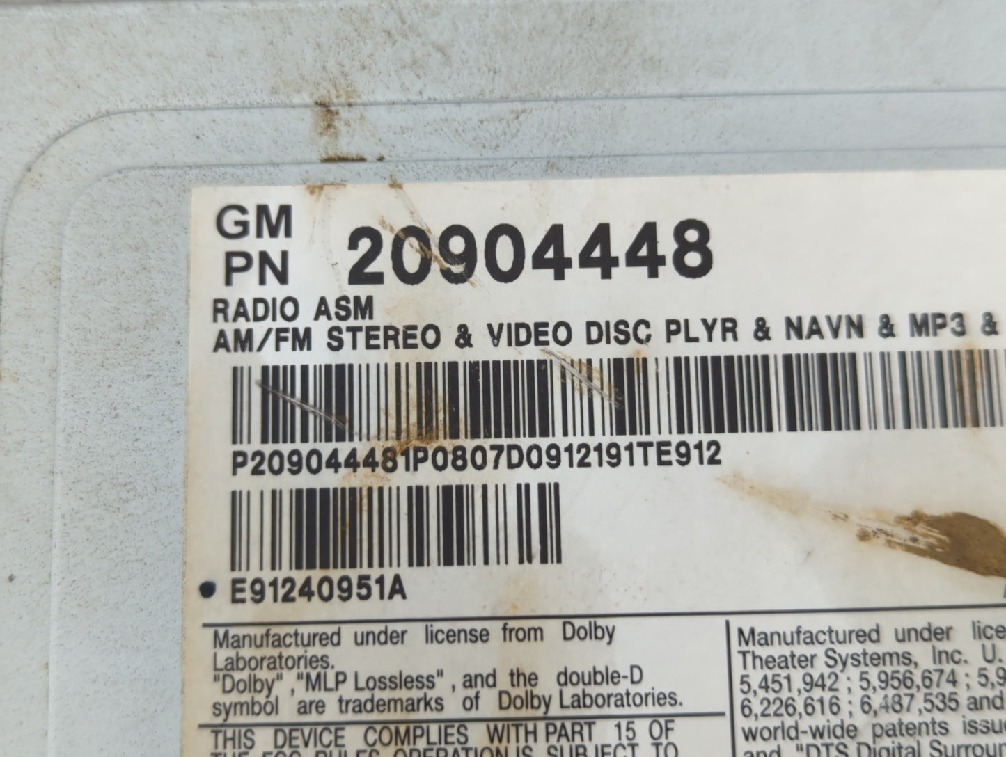 2008-2011 Cadillac Cts Am Fm Cd Player Radio Receiver - Oemusedautoparts1.com