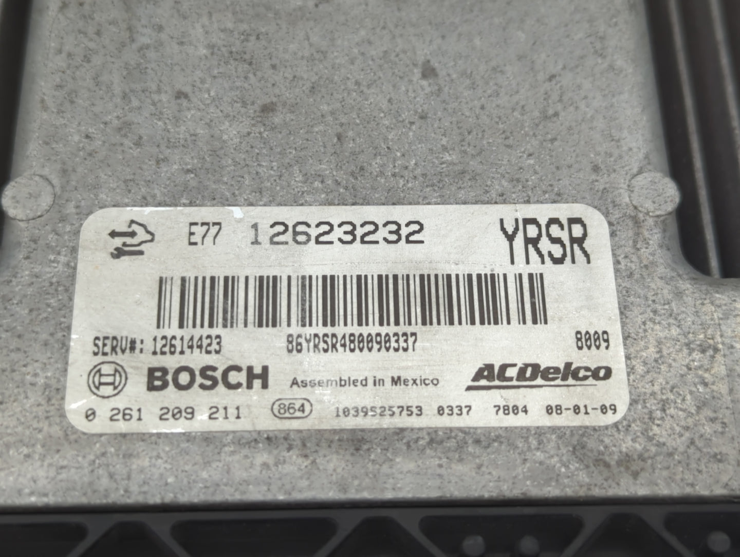 2008 Cadillac Cts PCM Engine Control Computer ECU ECM PCU OEM P/N:E77 12623232 Fits Fits 2009 2011 OEM Used Auto Parts - Oem