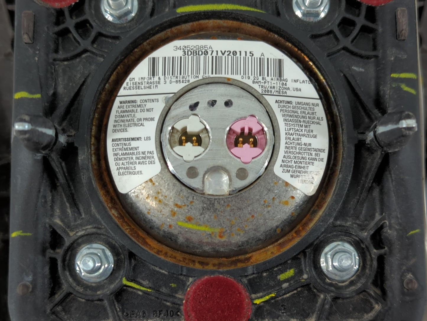2008 Cadillac Cts Air Bag Driver Left Steering Wheel Mounted P/N:34052985A Fits OEM Used Auto Parts - Oemusedautoparts1.com
