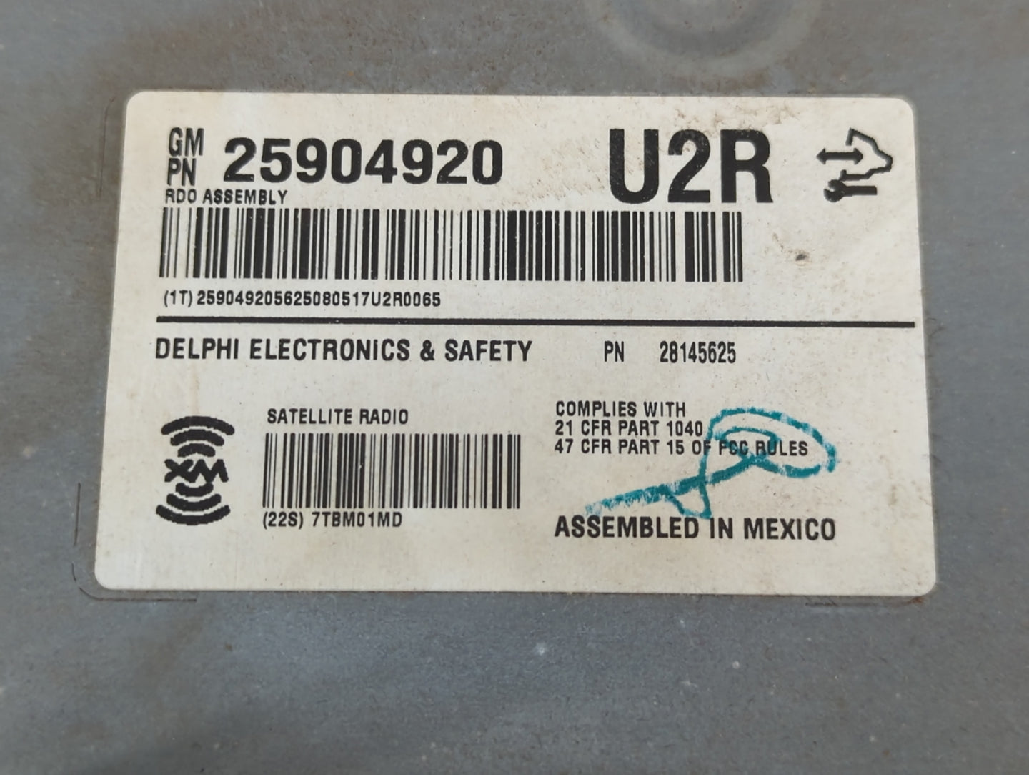 2008-2010 Cadillac Cts Radio AM FM Cd Player Receiver Replacement P/N:25904920 Fits Fits 2008 2009 2010 OEM Used Auto Parts 