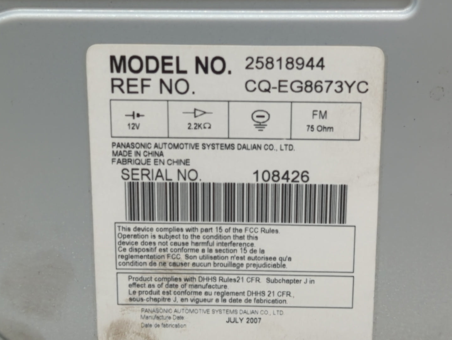 2007-2009 Cadillac Dts Radio Control Panel - Oemusedautoparts1.com