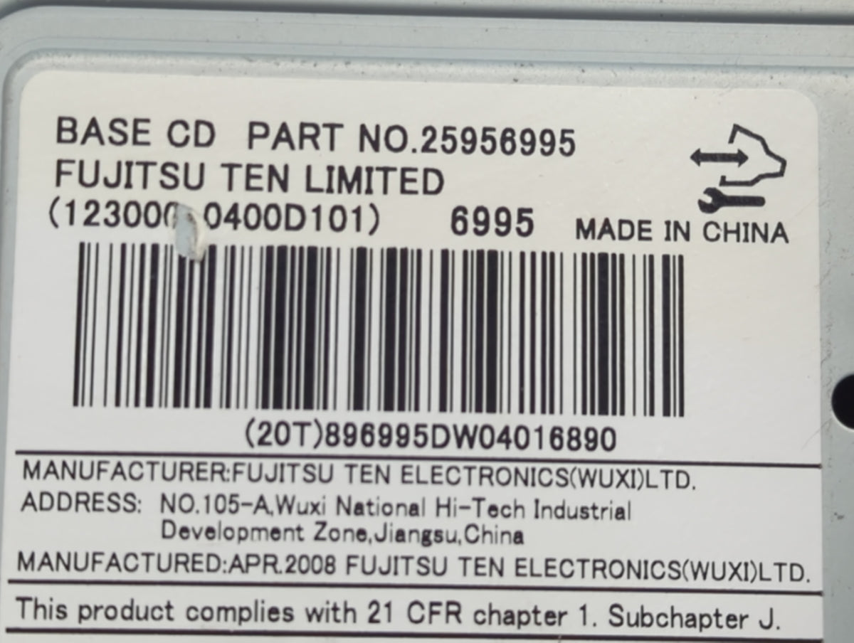 2008 Chevrolet Equinox Radio AM FM Cd Player Receiver Replacement P/N:25956995 Fits OEM Used Auto Parts - Oemusedautoparts1.