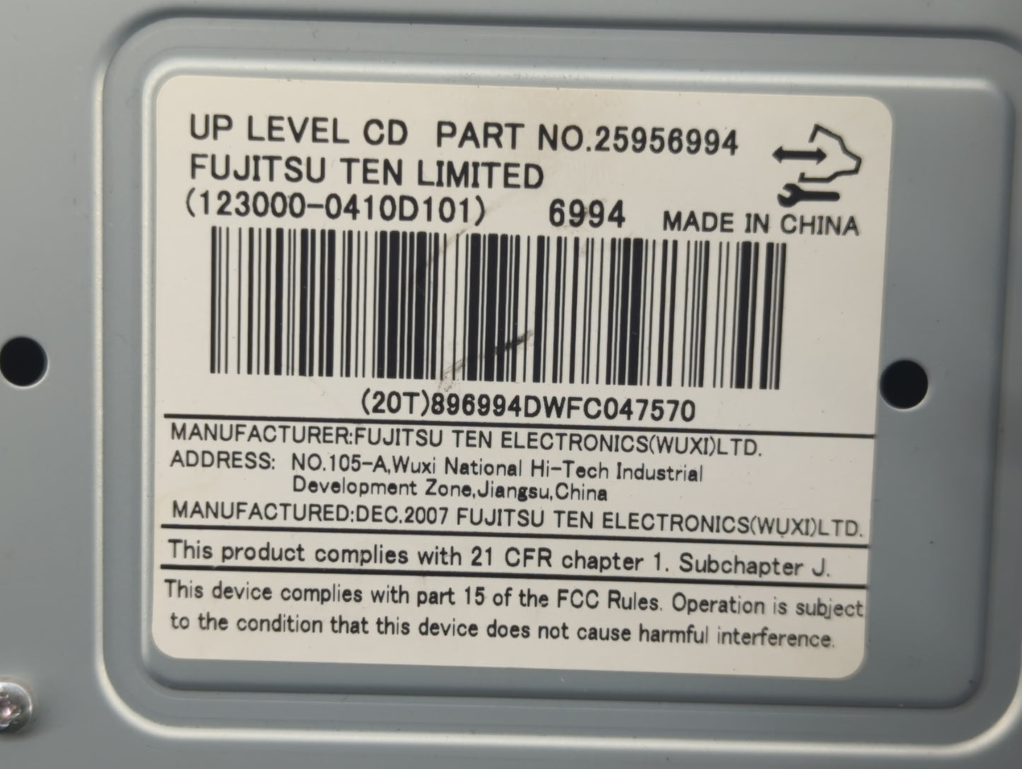 2008 Chevrolet Equinox Radio AM FM Cd Player Receiver Replacement P/N:25956994 Fits OEM Used Auto Parts - Oemusedautoparts1.