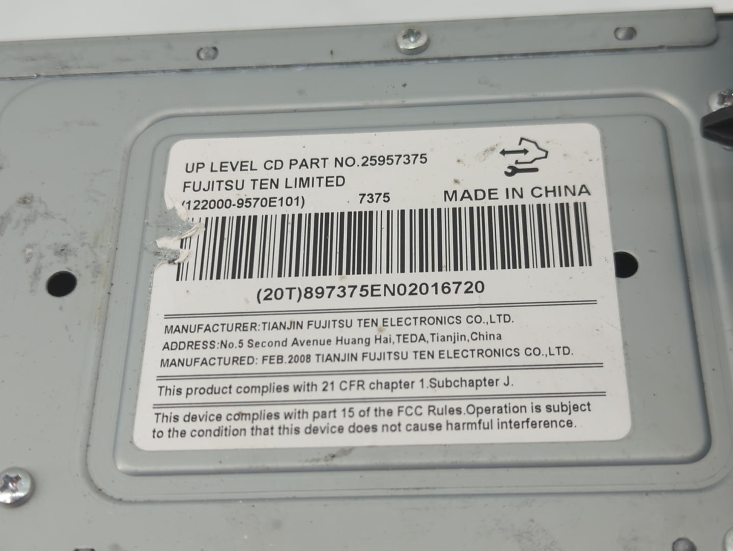 2006-2008 Chevrolet Impala Radio AM FM Cd Player Receiver Replacement P/N:25957375 Fits Fits 2006 2007 2008 OEM Used Auto Pa