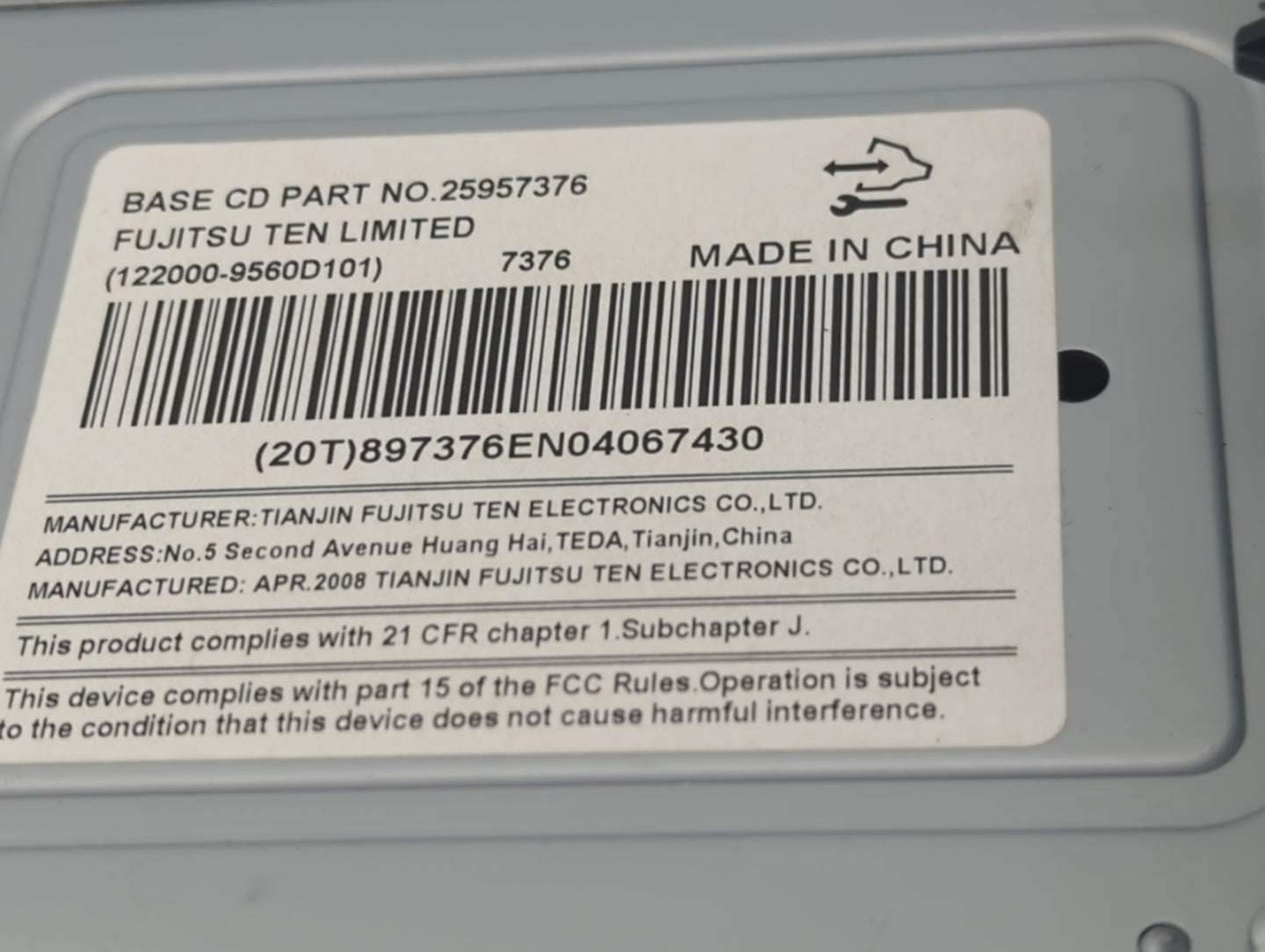 2006-2008 Chevrolet Impala Radio AM FM Cd Player Receiver Replacement Fits Fits 2006 2007 2008 OEM Used Auto Parts - Oemused