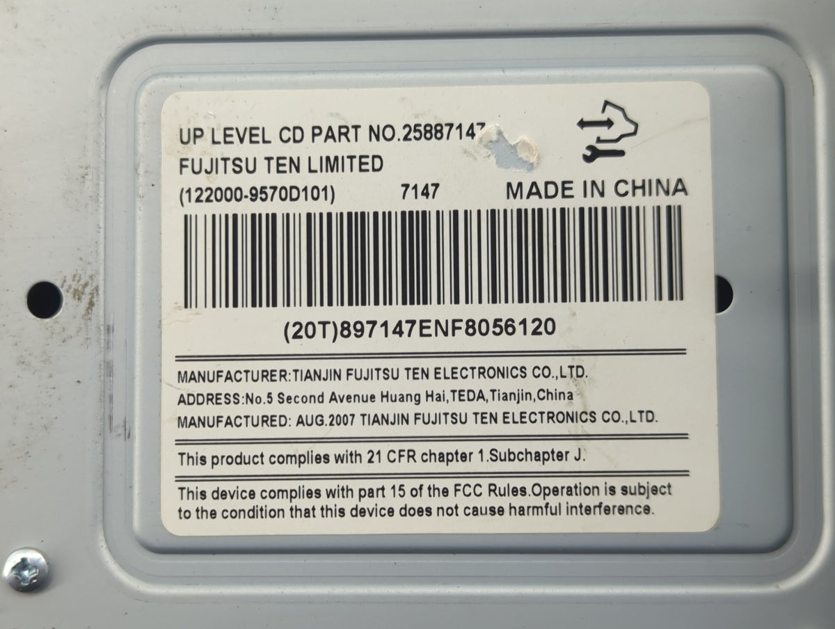 2007-2008 Chevrolet Impala Radio AM FM Cd Player Receiver Replacement P/N:25887147 Fits 2007 2008 OEM Used Auto Parts - Oemu