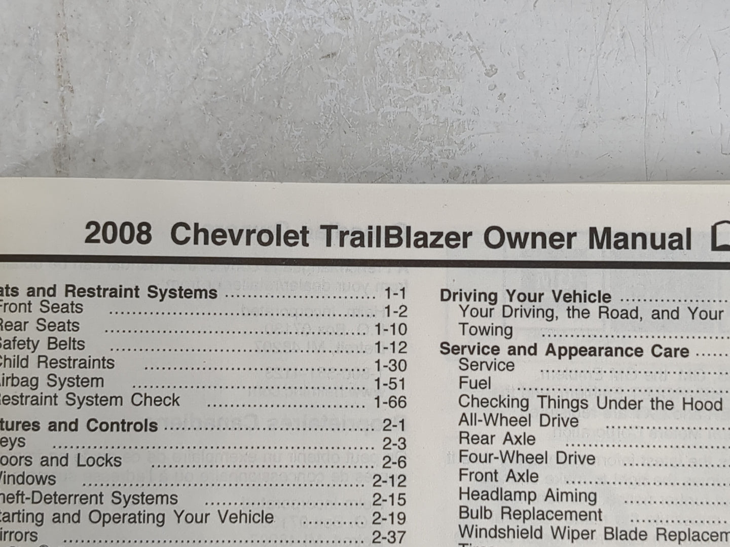 2008 Chevrolet Trailblazer Owners Manual Book Guide P/N:15912669 OEM Used Auto Parts - Oemusedautoparts1.com