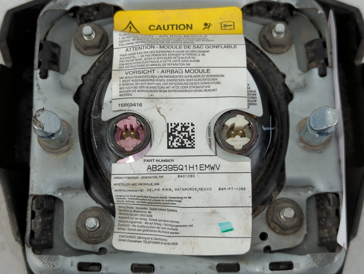 2006-2009 Chevrolet Trailblazer Air Bag Driver Left Steering Wheel Mounted P/N:AB2395Q1H1EMWV Fits Fits 2006 2007 2008 2009 