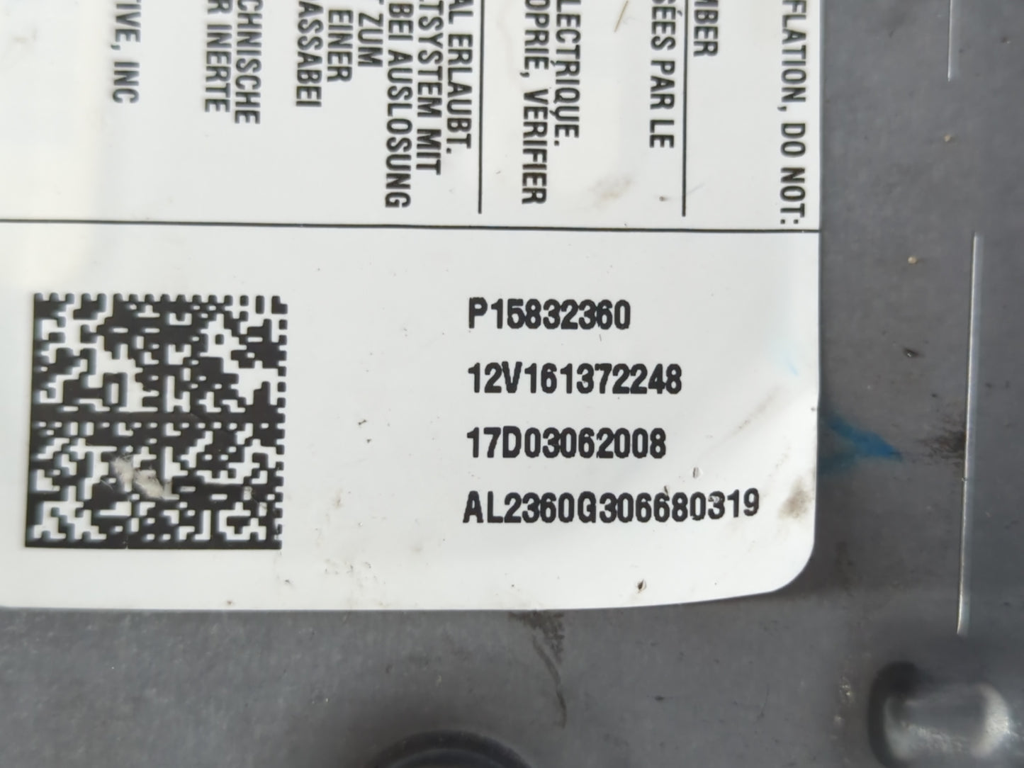 2007-2009 Chevrolet Uplander Air Bag Passenger Right Dashboard OEM P/N:12V161372248 P15832360 Fits Fits 2007 2008 2009 OEM U