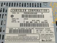 2007-2008 Chrysler Pacifica Radio AM FM Cd Player Receiver Replacement P/N:P05064084AD Fits Fits 2007 2008 OEM Used Auto Par