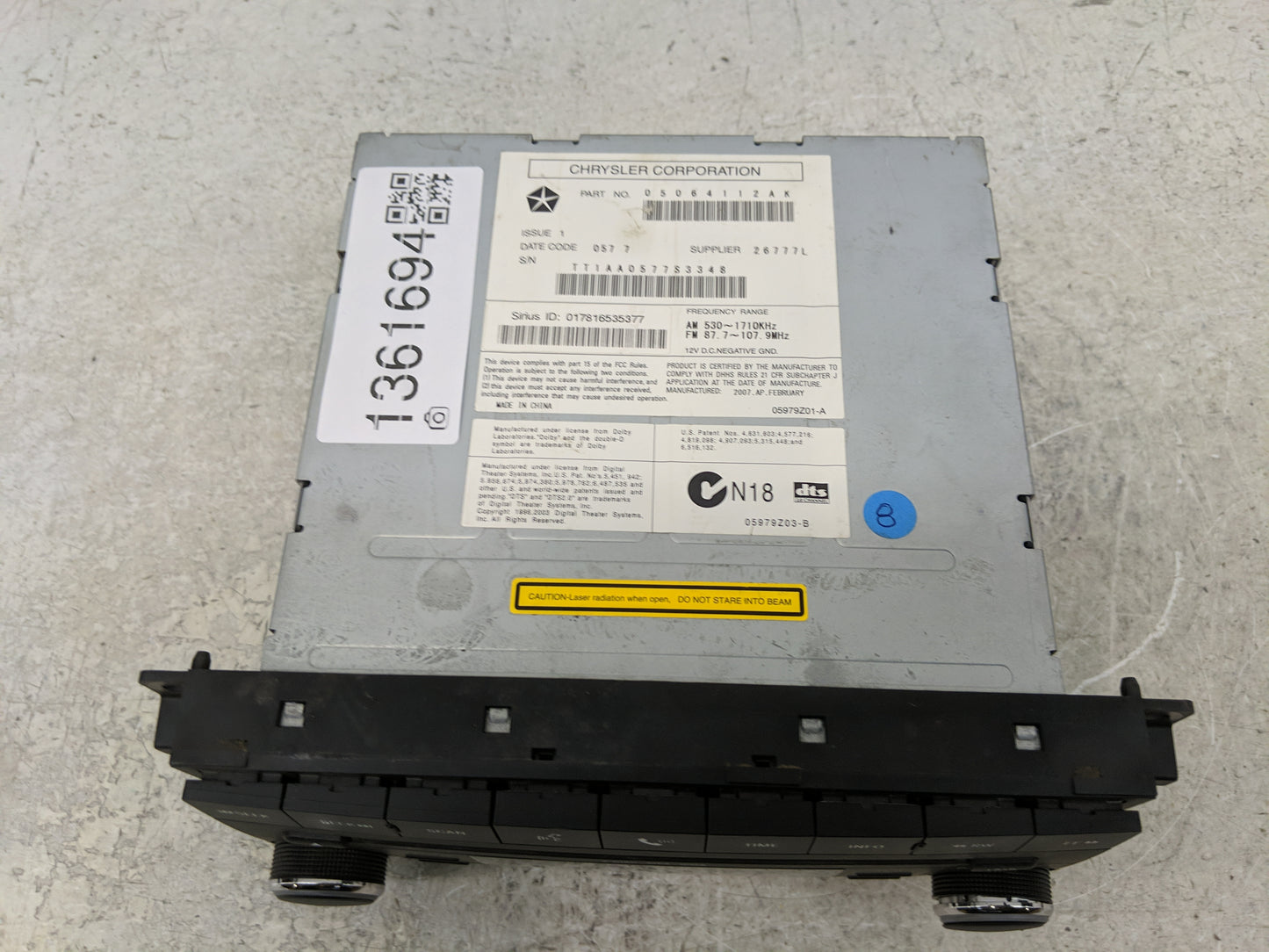 2007-2010 Chrysler Sebring Radio AM FM Cd Player Receiver Replacement P/N:05064112AK P05064114AG Fits OEM Used Auto Parts - 