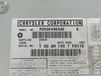 2008 Chrysler Town & Country Radio AM FM Cd Player Receiver Replacement P/N:P05064063AE Fits Fits 2009 2010 OEM Used Auto Pa