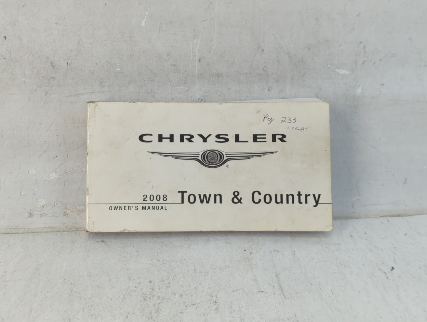 2008 Chrysler Town & Country Owners Manual Book Guide OEM Used Auto Parts - Oemusedautoparts1.com