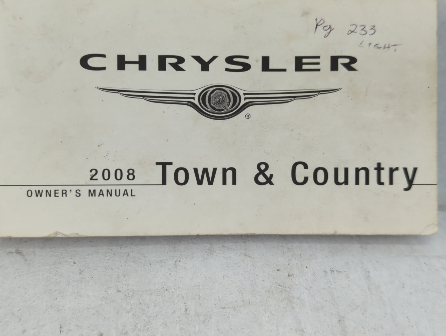 2008 Chrysler Town & Country Owners Manual Book Guide OEM Used Auto Parts - Oemusedautoparts1.com