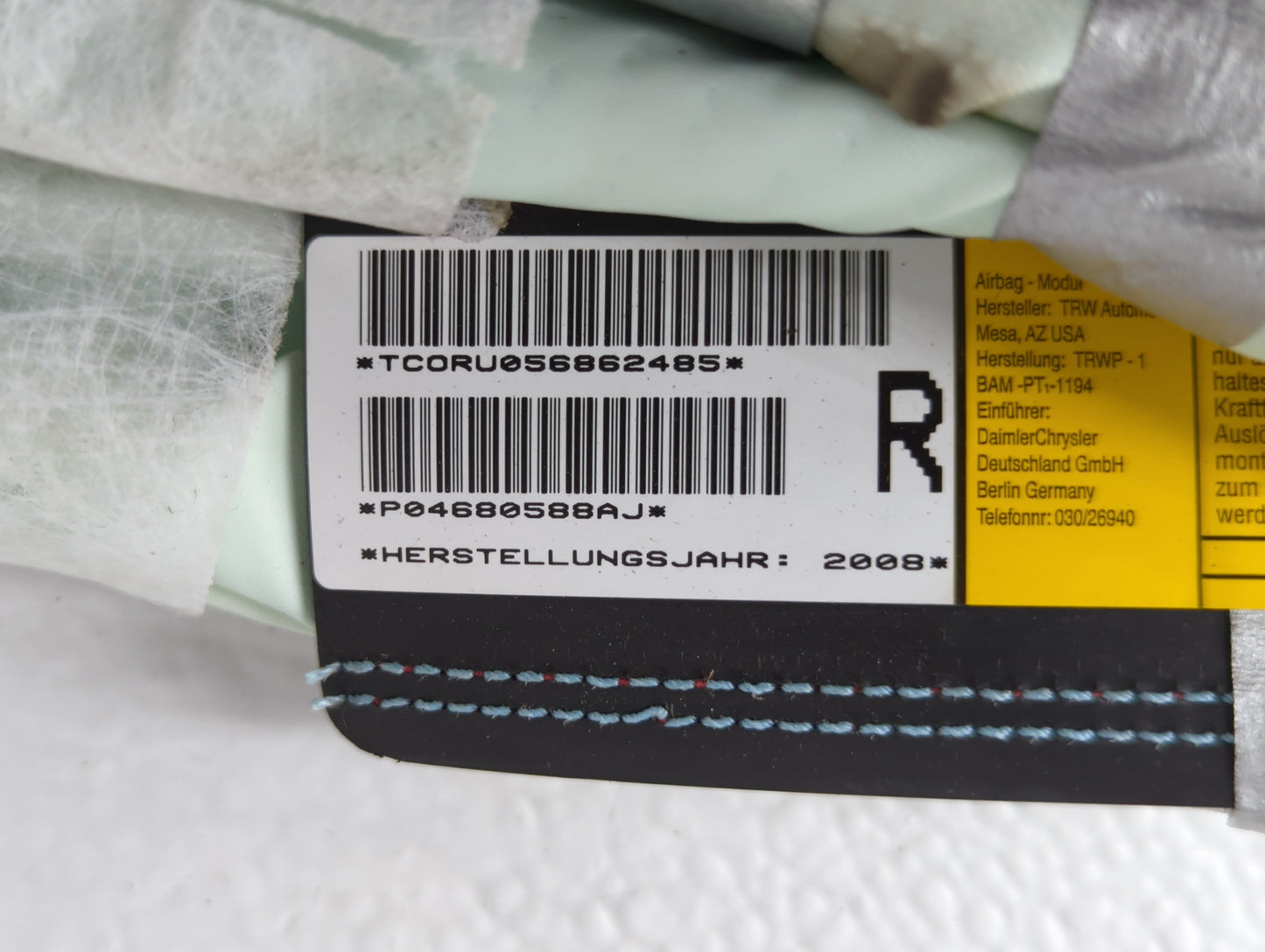 2008-2009 Chrysler Town & Country Passenger Curtain Air Bag Oem - Oemusedautoparts1.com