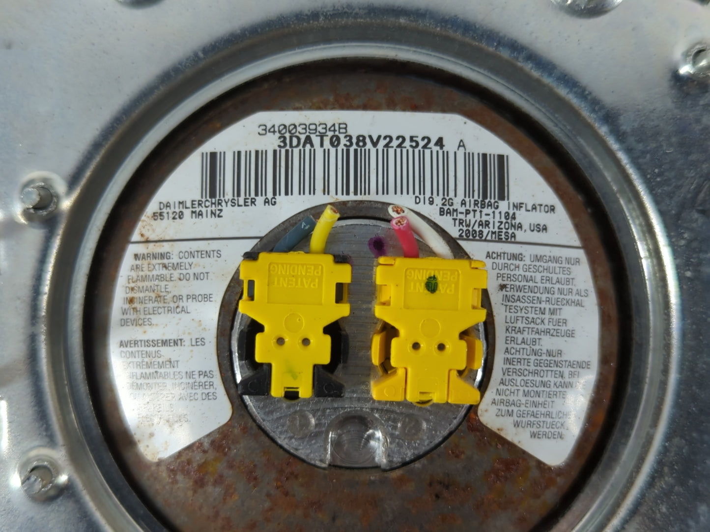 2008 Chrysler Town & Country Air Bag Driver Left Steering Wheel Mounted Fits OEM Used Auto Parts - Oemusedautoparts1.com