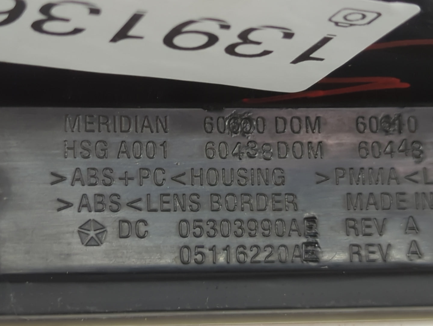 2008-2010 Dodge Avenger Tail Light Assembly Passenger Right OEM P/N:05116220AE 05303990AE Fits Fits 2008 2009 2010 OEM Used 