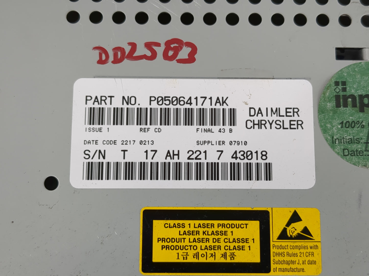 2008-2009 Dodge Caliber Radio AM FM Cd Player Receiver Replacement P/N:P05064171AK Fits Fits 2007 2008 2009 OEM Used Auto Pa