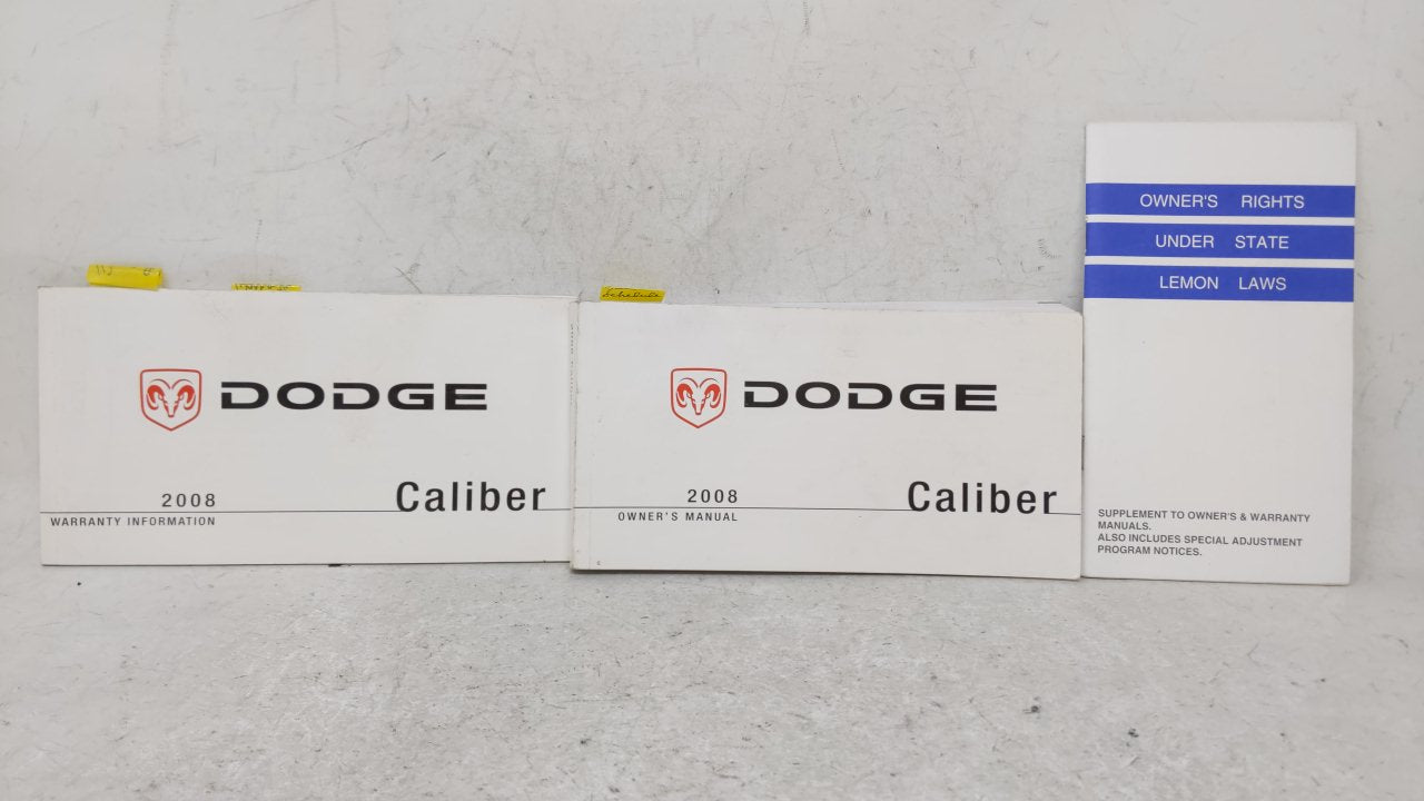 2008 Dodge Caliber Owners Manual Book Guide OEM Used Auto Parts - Oemusedautoparts1.com
