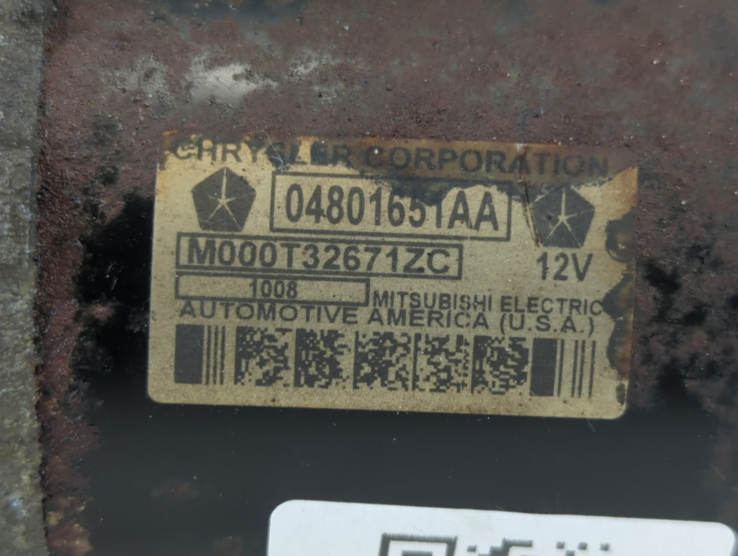 2007-2010 Dodge Charger Car Starter Motor Solenoid OEM P/N:04801651AA Fits Fits 2007 2008 2009 2010 OEM Used Auto Parts - Oe