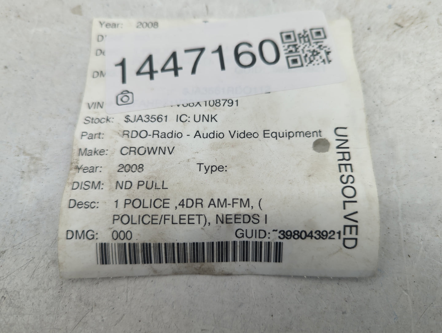 2008 Ford Crown Victoria Radio AM FM Cd Player Receiver Replacement Fits OEM Used Auto Parts - Oemusedautoparts1.com