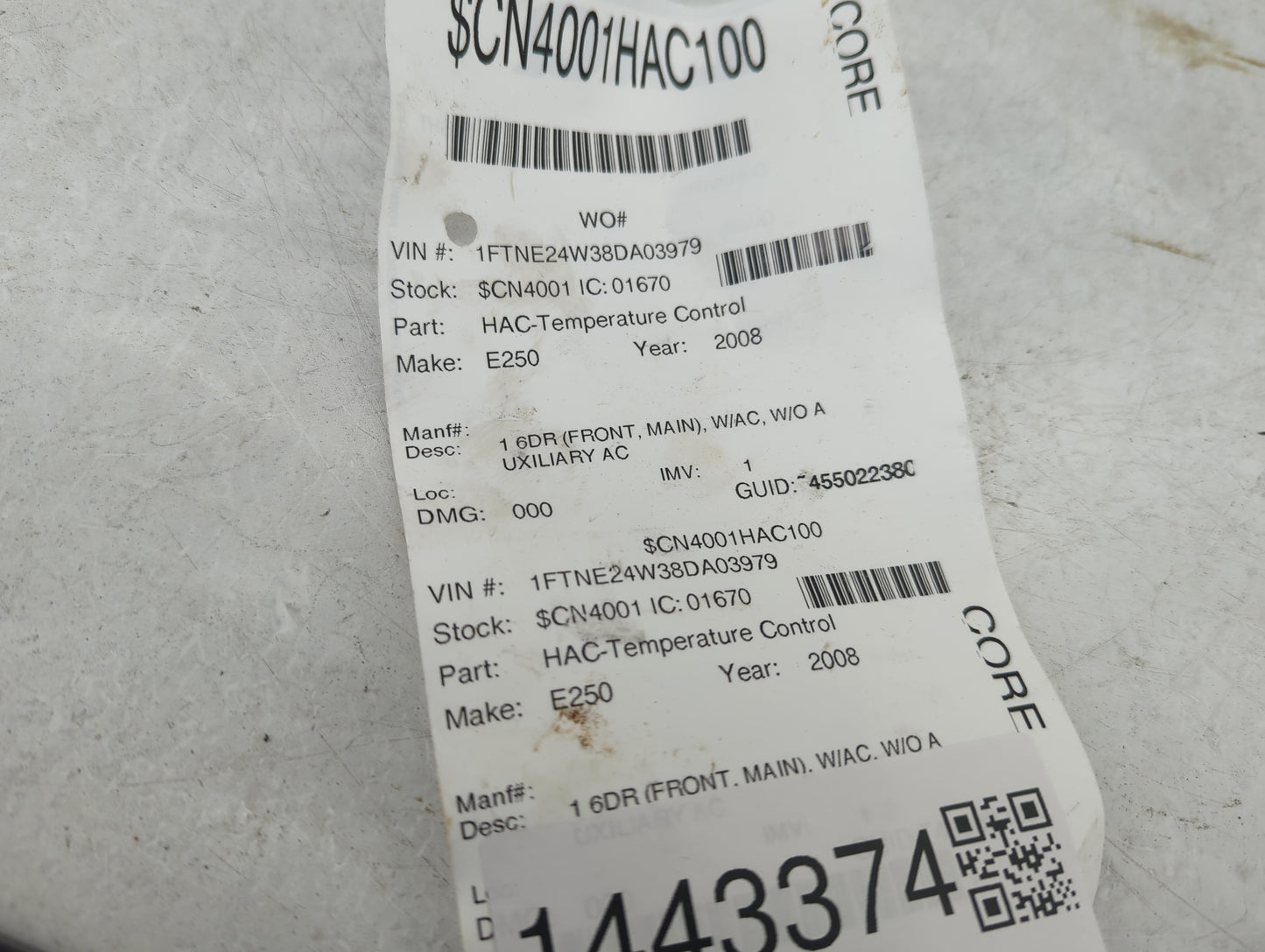 2008 Ford E250 Climate Control Module Temperature AC/Heater Replacement Fits OEM Used Auto Parts - Oemusedautoparts1.com