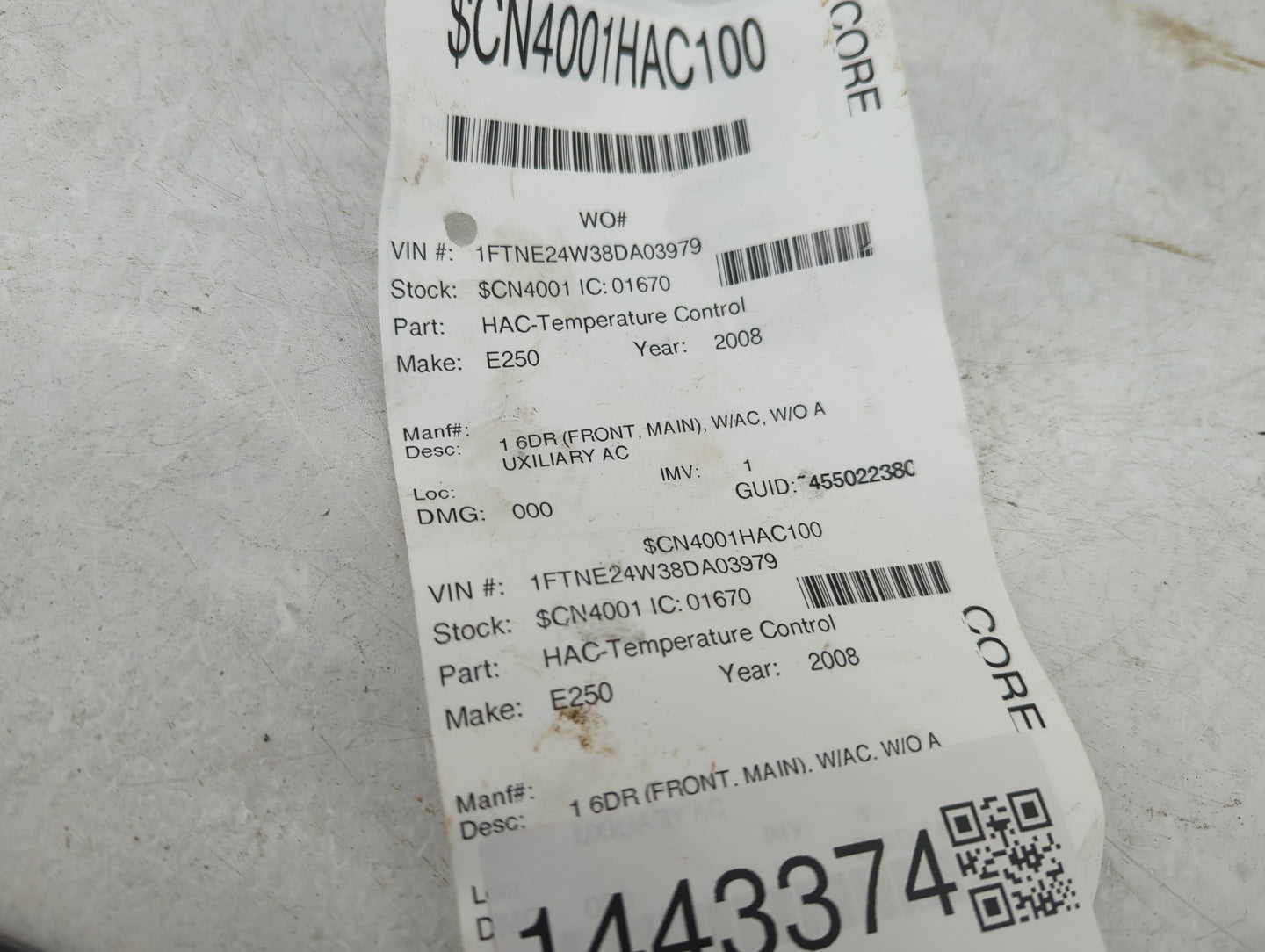 2008 Ford E250 Climate Control Module Temperature AC/Heater Replacement Fits OEM Used Auto Parts - Oemusedautoparts1.com
