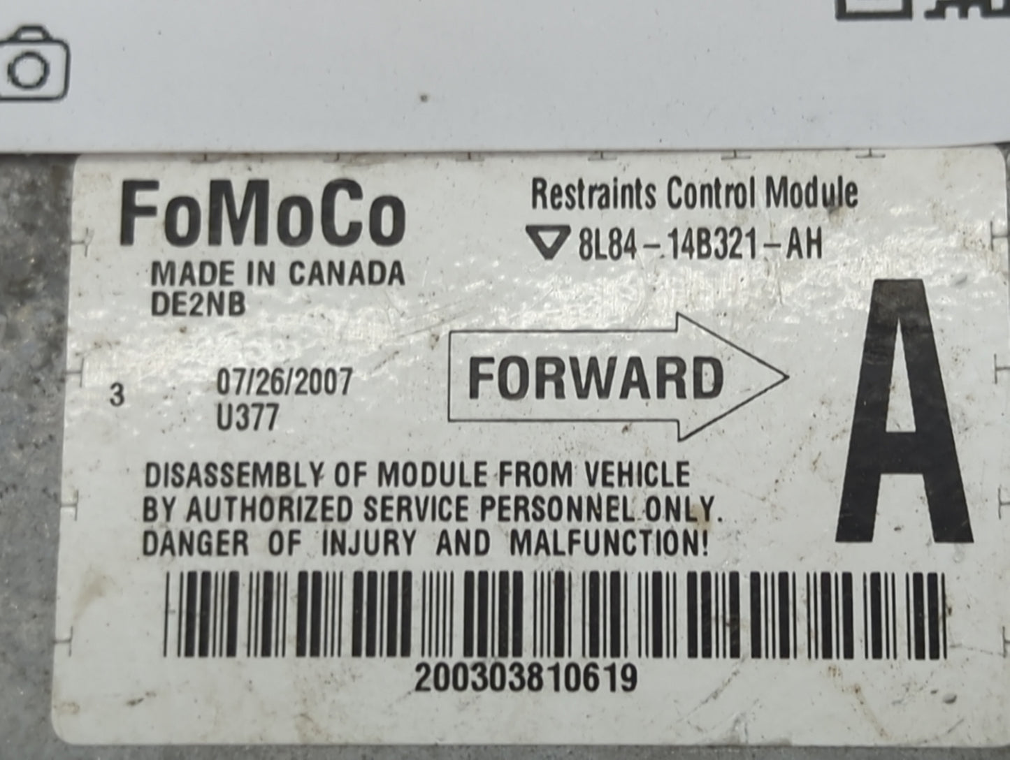 2008-2008 Ford Escape Safety Restraint Srs Airbag Control Module - Oemusedautoparts1.com